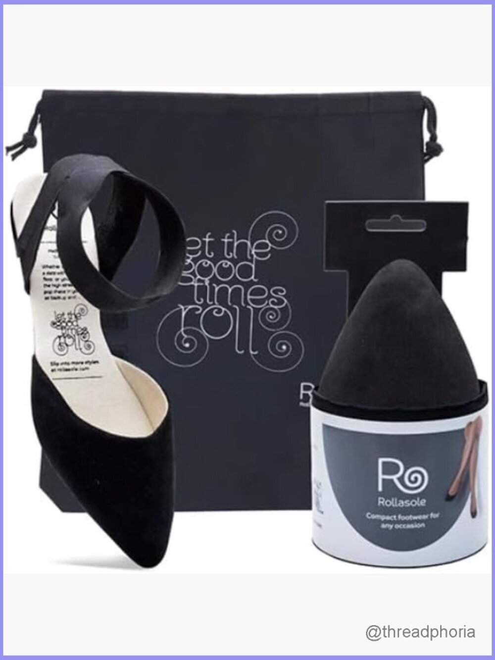 Foldable Ballet Flats with Ankle Strap & Travel Bag - Pointed Toe Dress Shoes